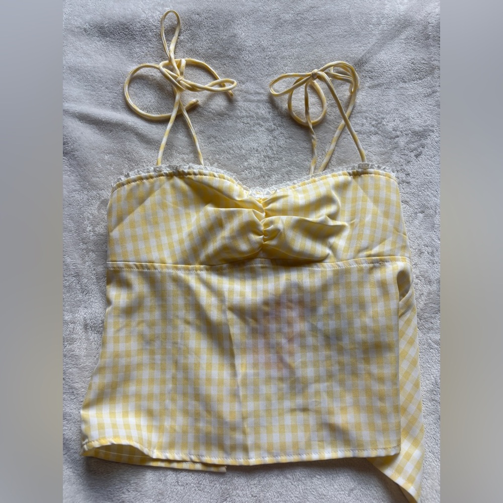 Edikted Yellow Gingham tank top